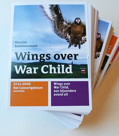 Benefietconcert ‘Wings over war Child’, look & feel en website.