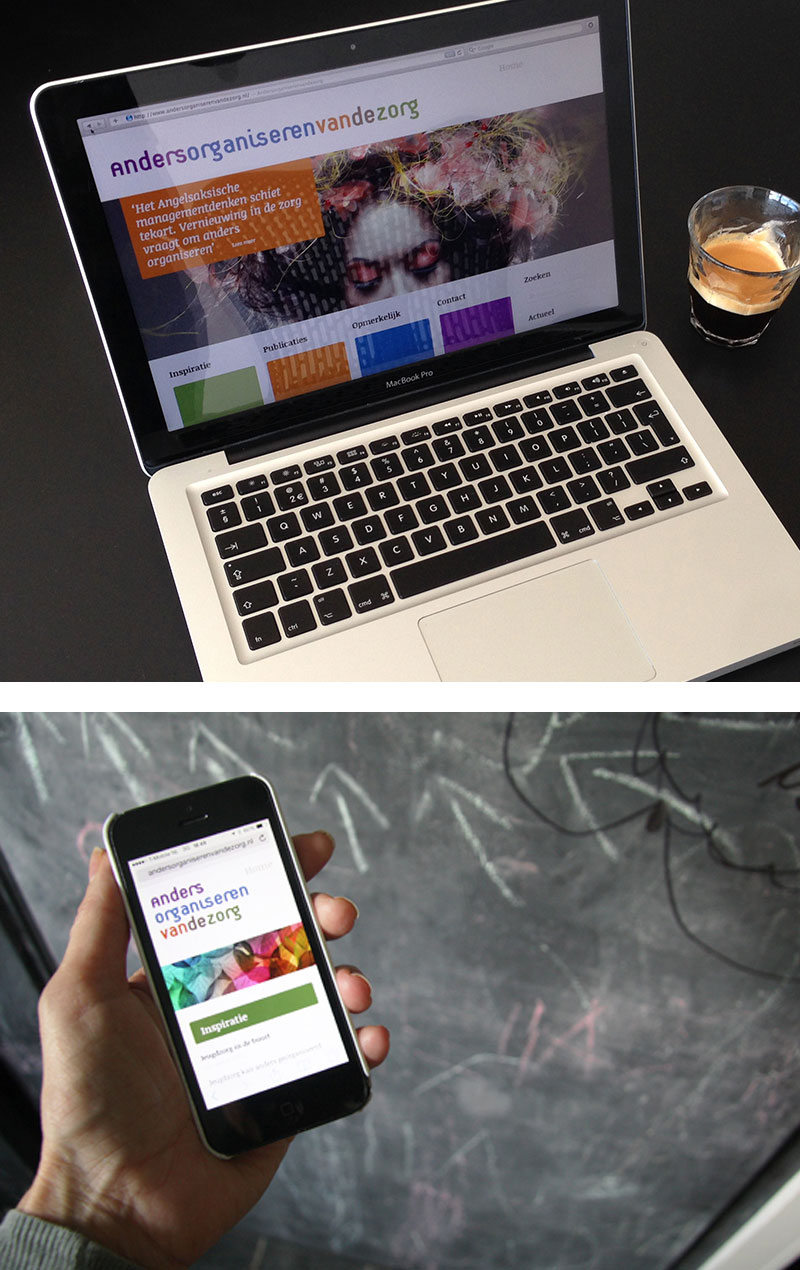 Logo en website ontwerp voor AndersOrganiserenVanDeZorg.nl , en discussieplatvorm voor de zorgsector.